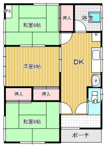『岡野住宅２号棟　３ＤＫ』の画像